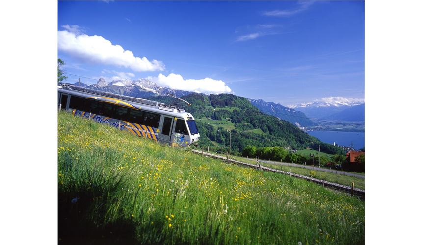 Trains in the Swiss Riviera Region : Vevey - Blonay - Les Pléiades ( or vice versa)